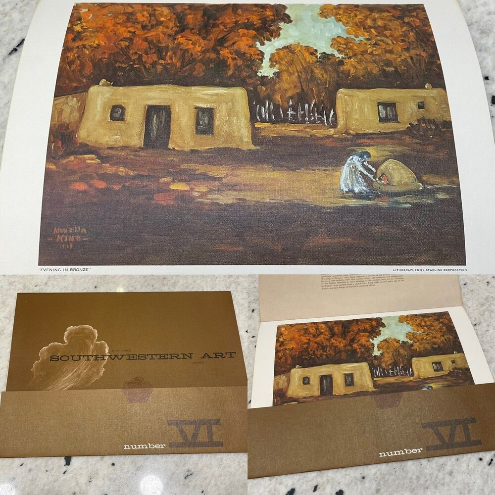 Novella King Lithograph Starline’s Southwestern Art Print Evening In Bronze Rare